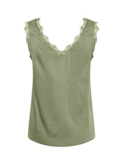 Cream Alena Green V-Neck Stretch Top - Image 6 of 7