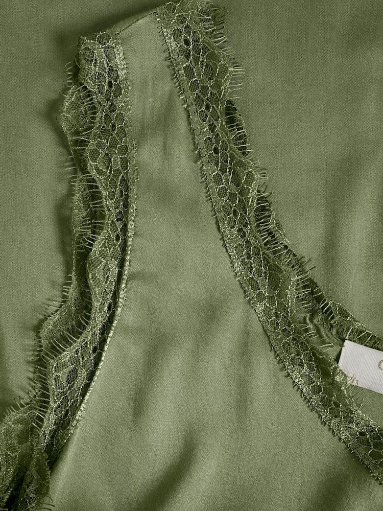 Cream Alena Green V-Neck Stretch Top - Image 7 of 7