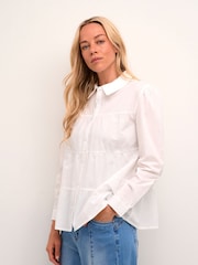Cream 100% Cotton Malinka Long Sleeve Collared White Shirt - Image 1 of 6