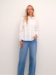 Cream 100% Cotton Malinka Long Sleeve Collared White Shirt - Image 3 of 6