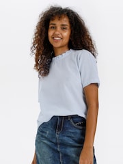 Cream Blue Katinka Short Sleeve 100% Cotton Blouse - Image 3 of 7
