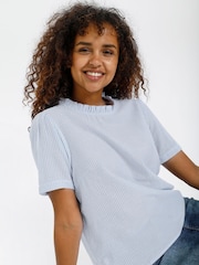 Cream Blue Katinka Short Sleeve 100% Cotton Blouse - Image 4 of 7