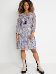 Cream Leona Multi 3/4 Sleeve A-Line Dress - Image 1 of 6