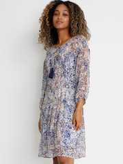 Cream Leona Multi 3/4 Sleeve A-Line Dress - Image 3 of 6