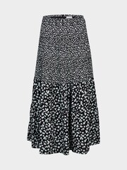 Oliver Bonas Dotty Ditsy Floral Print Black Tiered Midi Skirt - Image 3 of 6