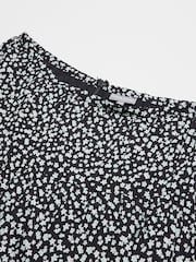 Oliver Bonas Dotty Ditsy Floral Print Black Tiered Midi Skirt - Image 5 of 6
