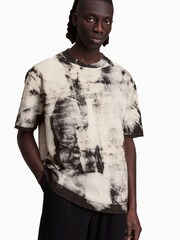 AllSaints Natural 100% Cotton Aran Short Sleeve Crew Top - Image 1 of 5