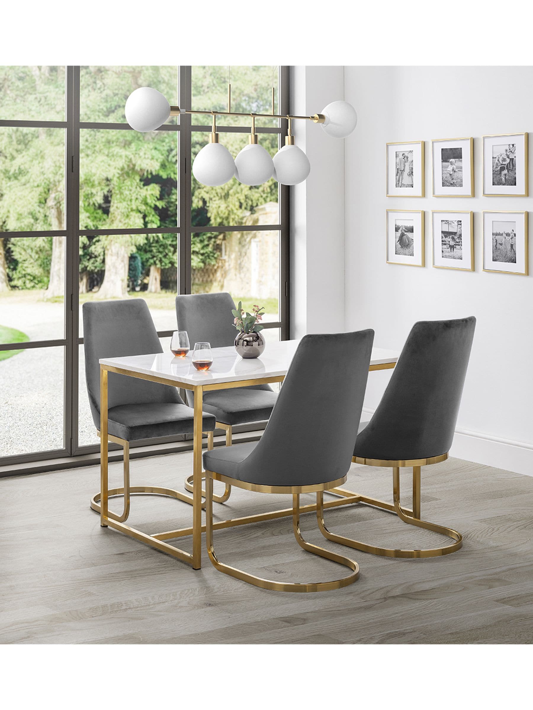 Julian Bowen Scala Dining Table, Gold, Gold & White | Modern Kitchen Table for Dining Room, 120cm Width, Seats up to 4 People - Image 9