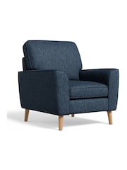 Tweedy Plain Navy Blue, Oak Effect Leg Stamford Accent Chair - Image 5 of 10