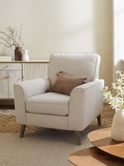 Tweedy Plain Light Natural, Ash Effect Leg Stamford Armchair - Image 1 of 9