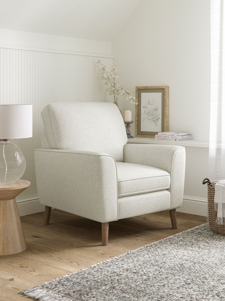 Tweedy Plain Light Natural, Ash Effect Leg Stamford Armchair - Image 2 of 9