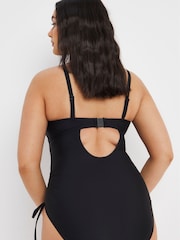 Figleaves Rene Black Underwired Tummy Control Adjustable Leg Bandeau Swimsuit - Image 2 of 4