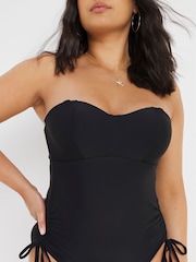 Figleaves Rene Black Underwired Tummy Control Adjustable Leg Bandeau Swimsuit - Image 4 of 4