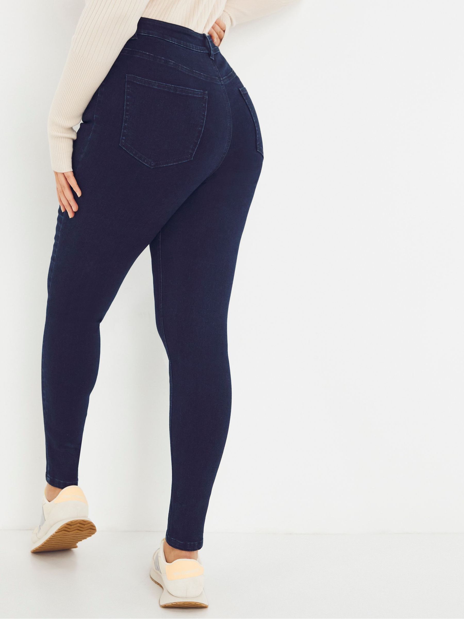 Buy Simply Be Dark Indigo Blue Lucy High Waist Regular Length Skinny Jeans from Next Luxembourg