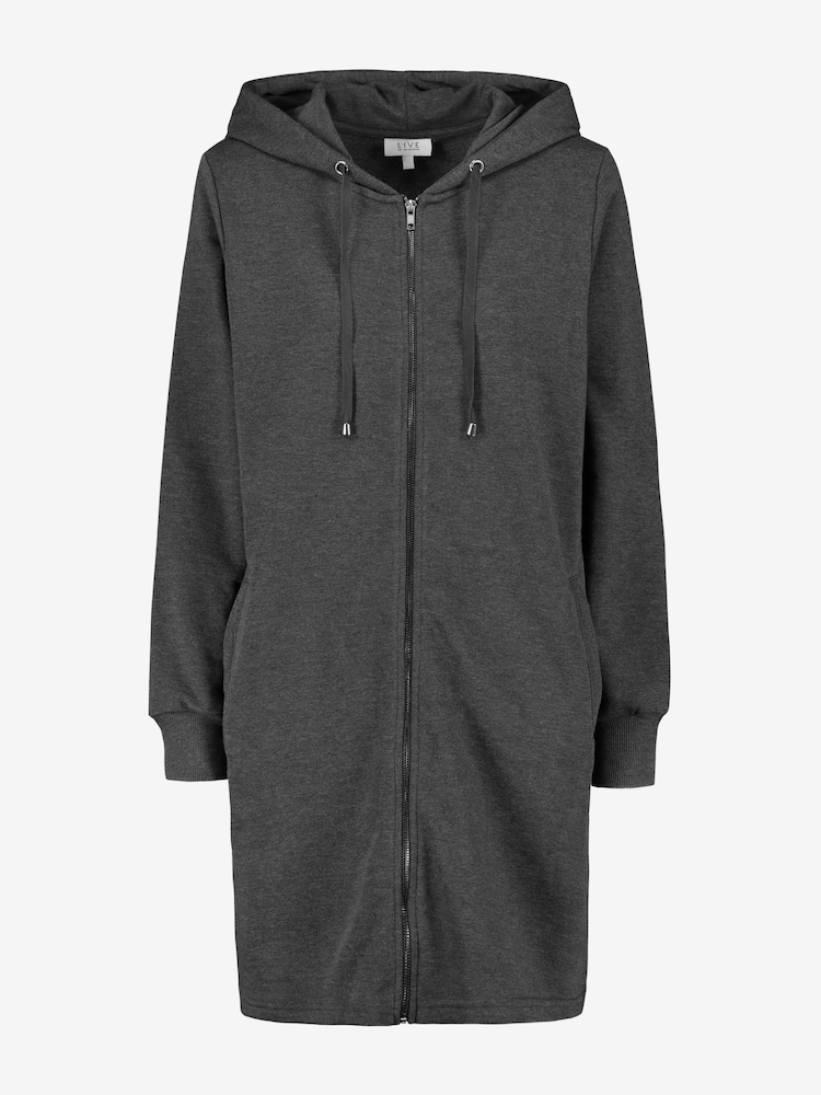 Live Unlimited Grey Curve Marl Longline Zip Through Hoodie - Image 1 of 1