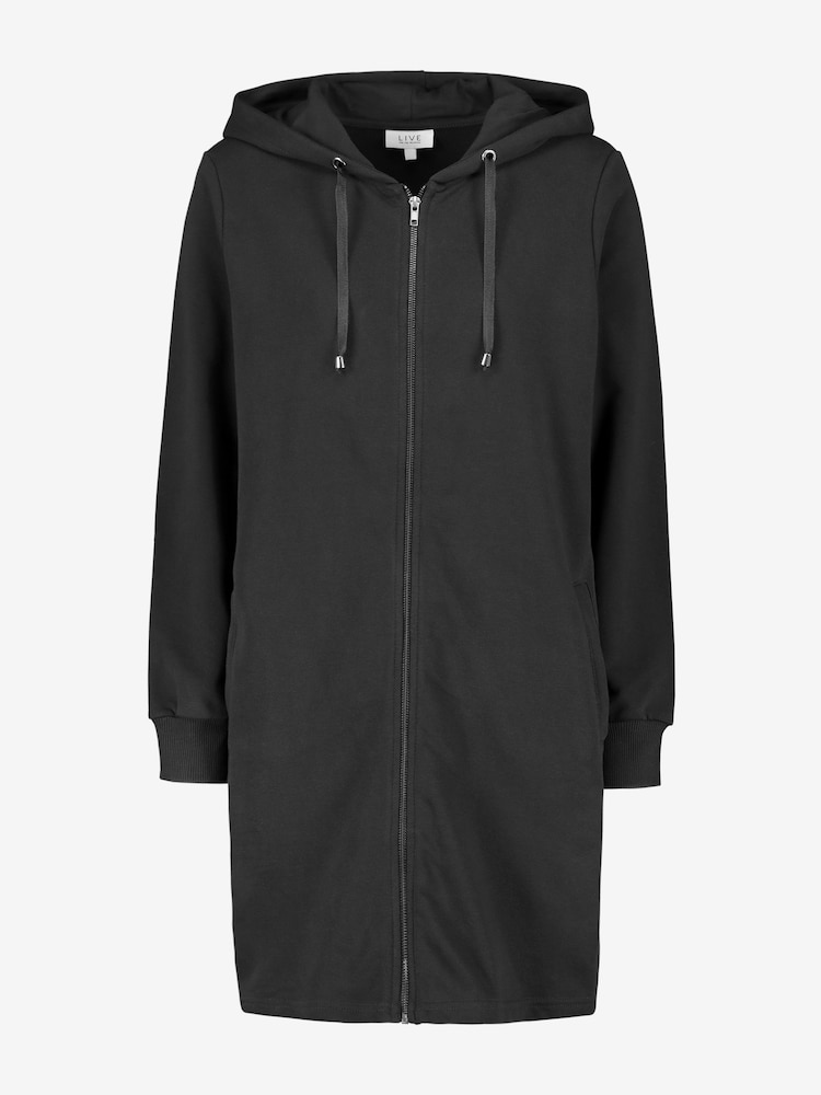 Live Unlimited Black Curve Longline Zip Through Hoodie - Image 1 of 1