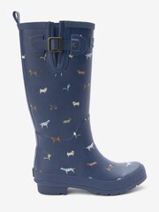 FatFace Navy Blue Printed Womens Tall Wellies - Image 1 of 4