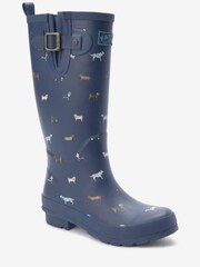 FatFace Navy Blue Printed Womens Tall Wellies - Image 2 of 4