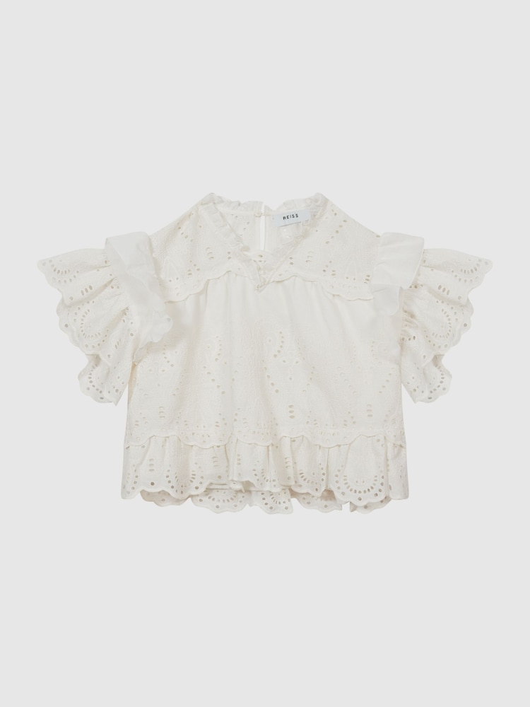 Reiss Ivory Mimi Junior Lace Blouse - Image 2 of 5