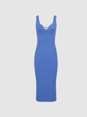 Reiss Blue Dakota Sweetheart Neck Knitted Bodycon - Image 2 of 5
