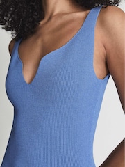 Reiss Blue Dakota Sweetheart Neck Knitted Bodycon - Image 4 of 5