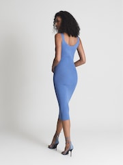 Reiss Blue Dakota Sweetheart Neck Knitted Bodycon - Image 5 of 5