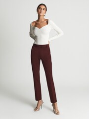 Reiss Maroon Joanne Slim Fit Tailored Trousers - Image 1 of 5
