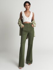 Reiss Bright Green Loren Flared Trousers - Image 1 of 6