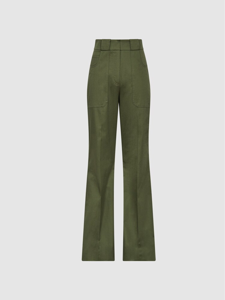 Reiss Bright Green Loren Flared Trousers - Image 2 of 6