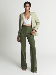 Reiss Bright Green Loren Flared Trousers - Image 6 of 6
