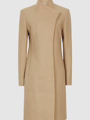 Reiss Camel Mia Wool Blend Mid Length Coat - Image 2 of 6