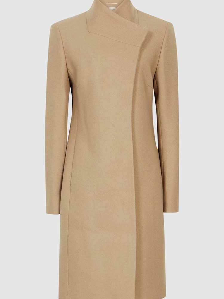 Reiss Camel Mia Wool Blend Mid Length Coat - Image 2 of 6