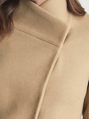 Reiss Camel Mia Wool Blend Mid Length Coat - Image 4 of 6