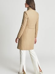 Reiss Camel Mia Wool Blend Mid Length Coat - Image 5 of 6
