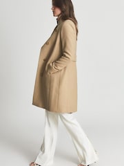 Reiss Camel Mia Wool Blend Mid Length Coat - Image 6 of 6