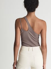 Reiss Mink Amber One Shoulder Cut Out Jersey Top - Image 5 of 6