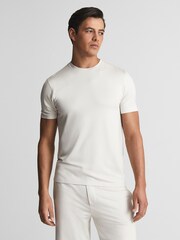 Reiss Winter White Brady Jersey Crew Neck T-Shirt - Image 1 of 6