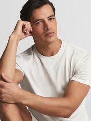 Reiss Winter White Brady Jersey Crew Neck T-Shirt - Image 4 of 6
