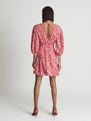 Reiss Coral Daisy Puff Sleeve Print Mini Dress - Image 5 of 7