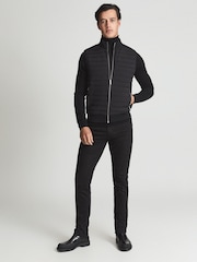 Reiss Black Pluto Hybrid Quilted Gilet - Image 1 of 5