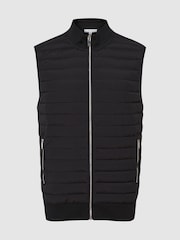 Reiss Black Pluto Hybrid Quilted Gilet - Image 2 of 5