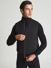 Reiss Black Pluto Hybrid Quilted Gilet - Image 3 of 5