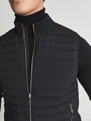 Reiss Black Pluto Hybrid Quilted Gilet - Image 4 of 5