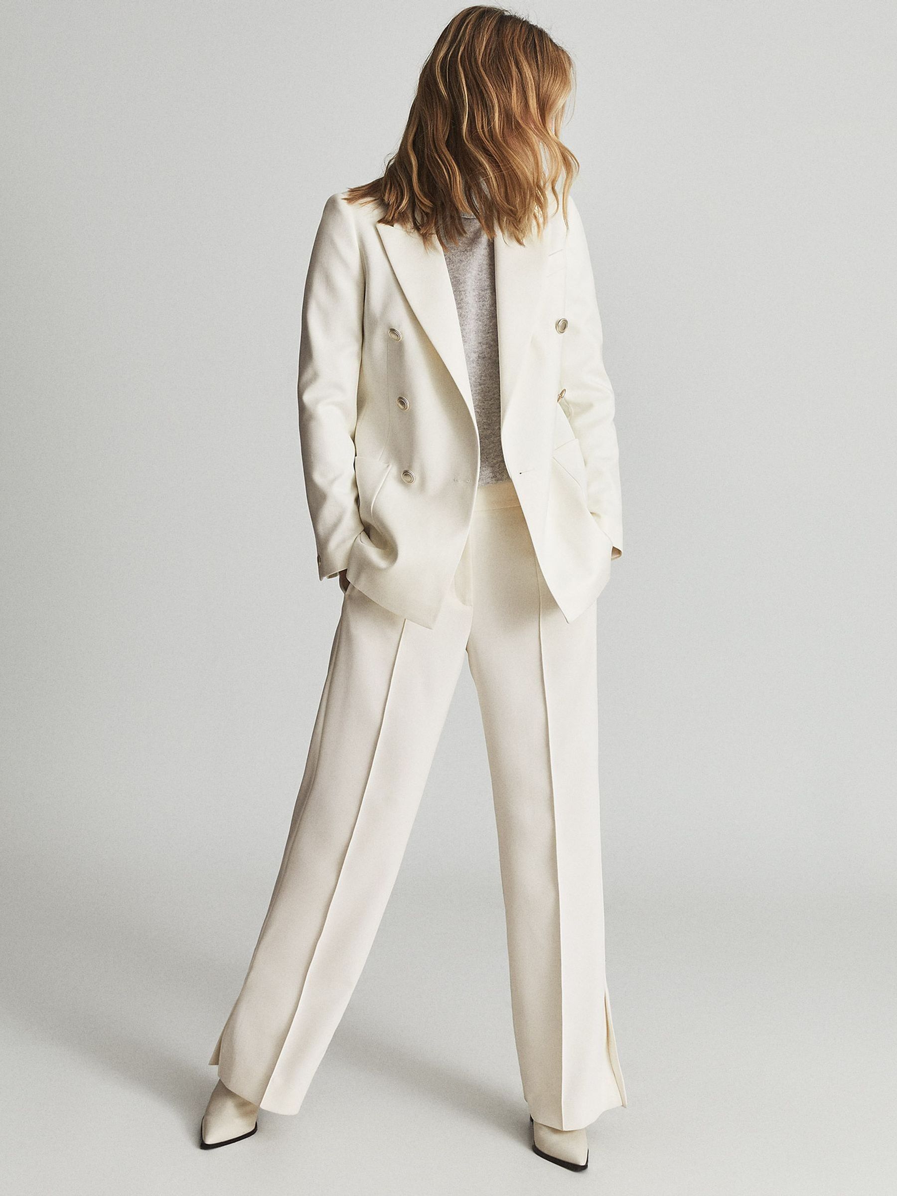 Buy Reiss White Alyx Double Breasted Twill Blazer from Next Luxembourg