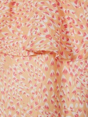 Reiss Ivory Print Hanna Jr Off The Shoulder Linen Dress - Image 1 of 5