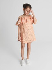Reiss Ivory Print Hanna Jr Off The Shoulder Linen Dress - Image 5 of 5