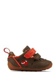 Clarks Khaki Green First Walkers Multi Fit Leather Fox Cub Shoes - Image 1 of 7