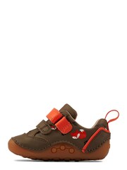 Clarks Khaki Green First Walkers Multi Fit Leather Fox Cub Shoes - Image 2 of 7