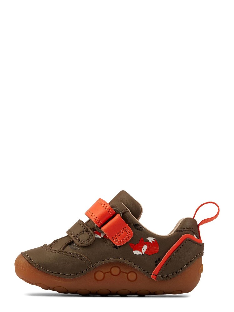 Clarks Khaki Green First Walkers Multi Fit Leather Fox Cub Shoes - Image 2 of 7