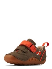 Clarks Khaki Green First Walkers Multi Fit Leather Fox Cub Shoes - Image 4 of 7